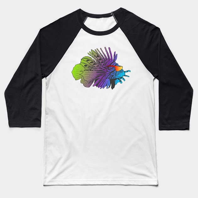 Vaporwave Pastel Blue Purple Green Butterfly Cod Baseball T-Shirt by Bartlett Art Works